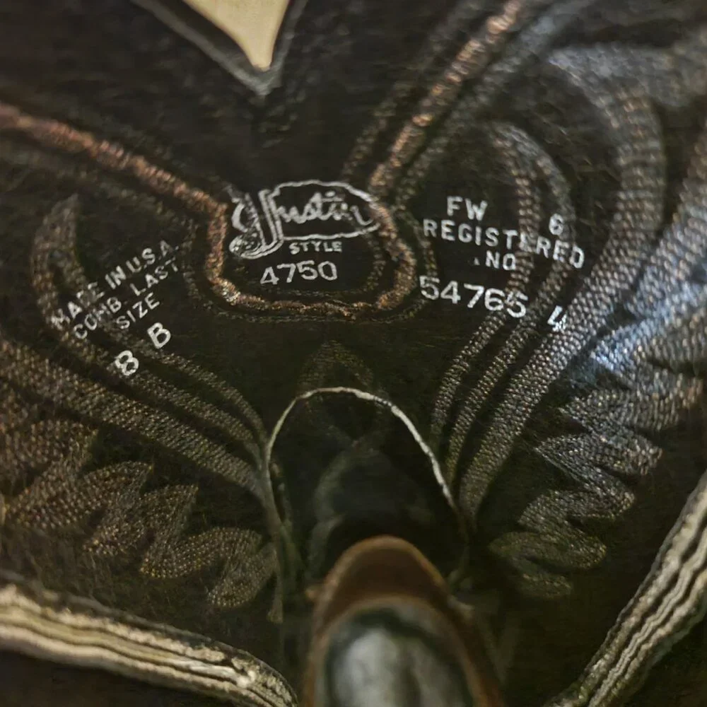 Justin Authentic,  Lizard Leather Women's Cowboy Boots, size 8 - Picture 8 of 9